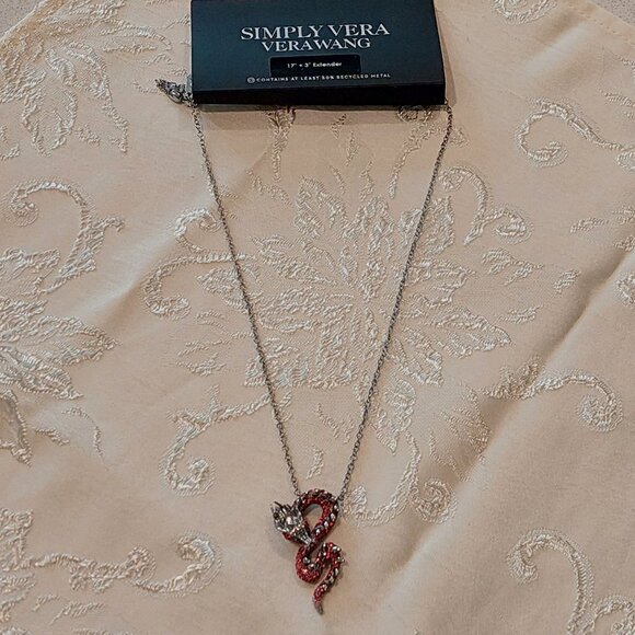 Simply Vera Wang Silver & Red Rhinestone Snake Necklace, Earrings & Ring - Picture 10 of 14